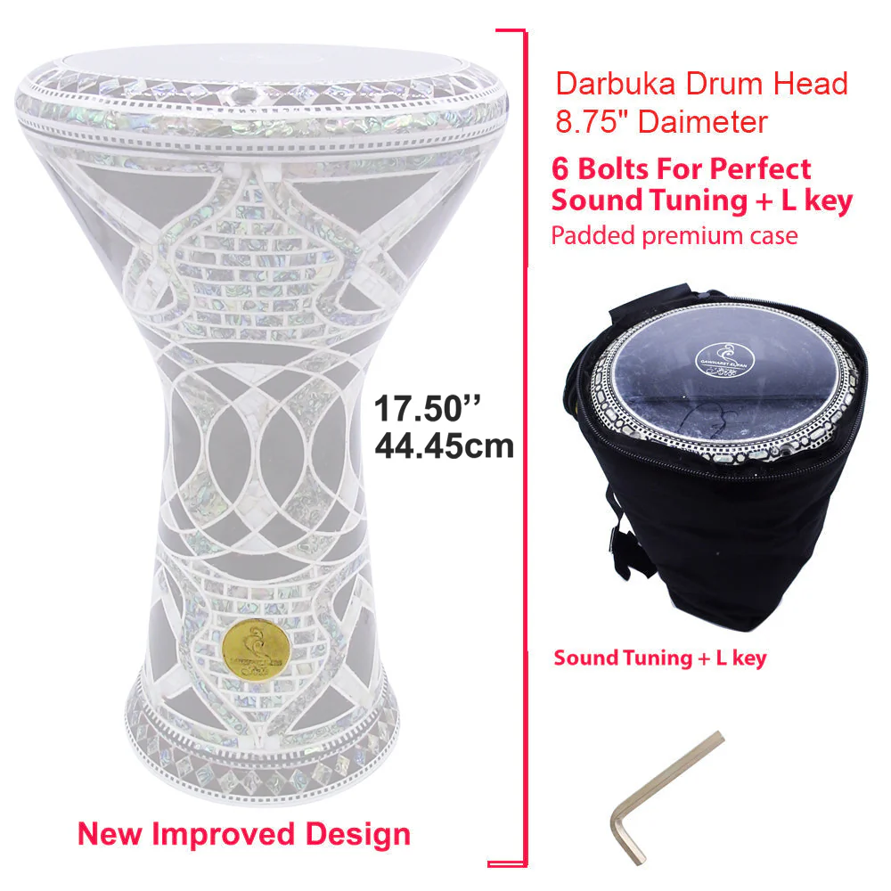 Heavy White Egyptian Hazel New Generation Zaza Percussion Darbuka Doumbek Drum.